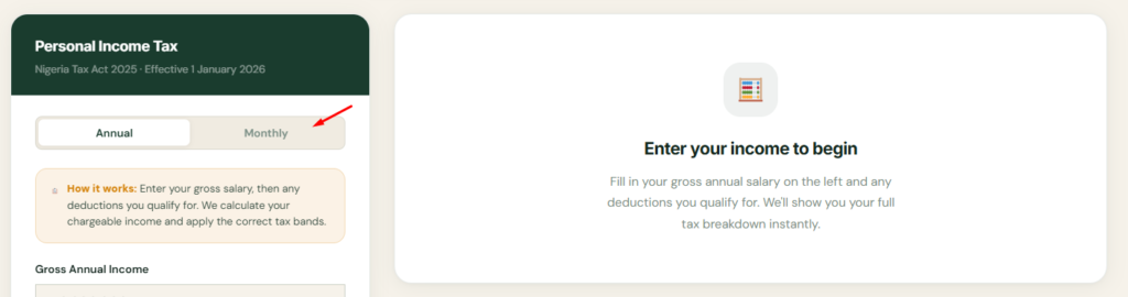 Nigerian PAYE Tax Calculator